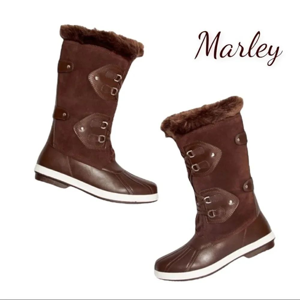 NEW Marley Lace-Up Faux Fur Women's Chicory Coffee Snow Boots 10